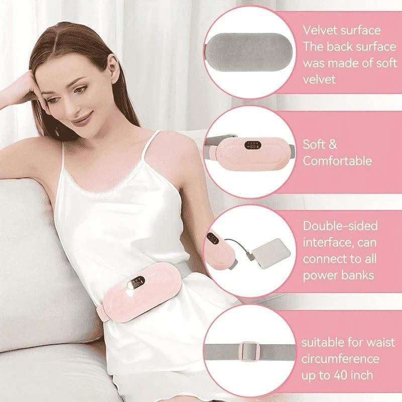 Period Electric Heating Pad - 3 Heating Levels & 4 Vibrating Massage Modes